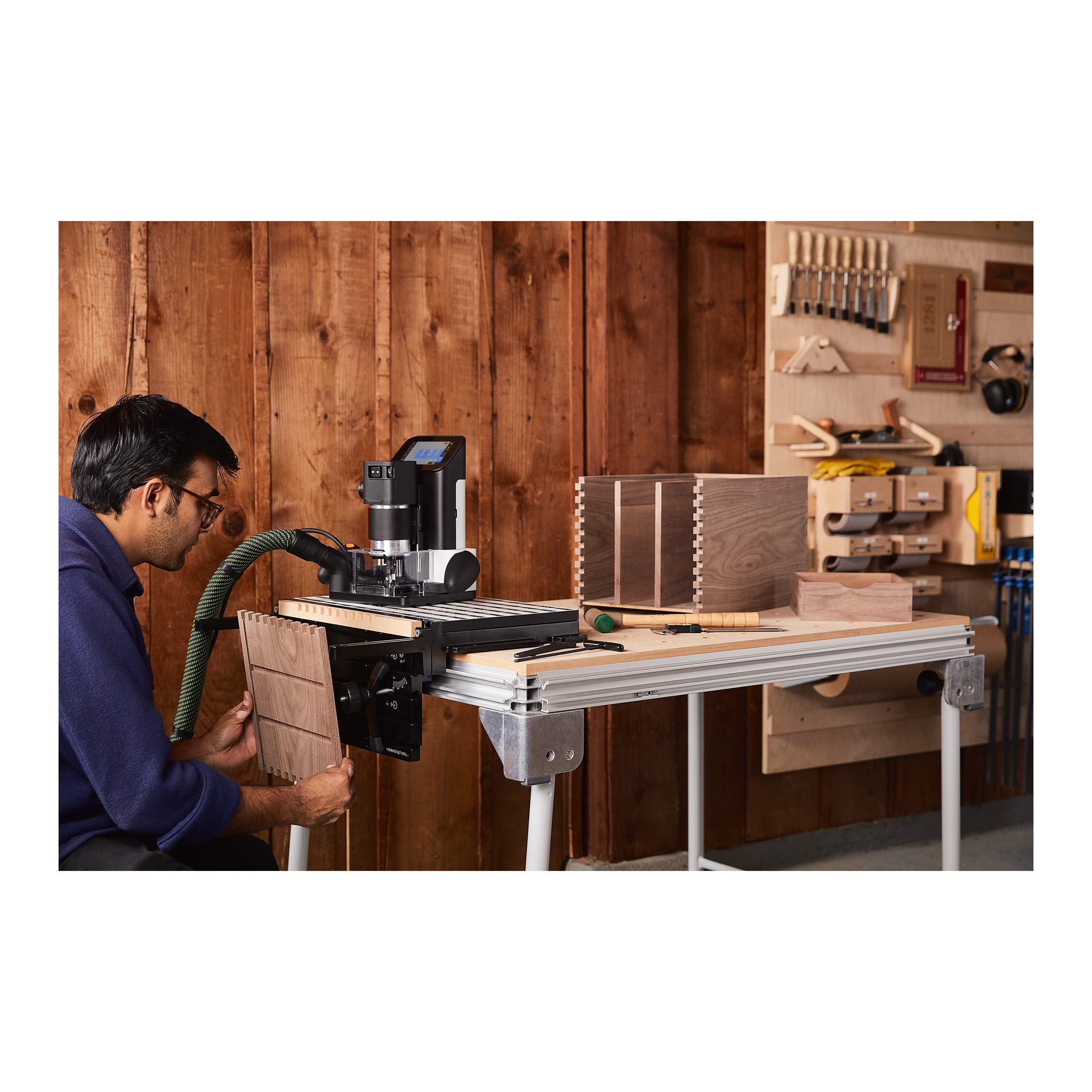 Shaper Workstation - Ultimate workholding and fixturing solution - SW1-AA - Easily adjustable shelf for small or irregular workpieces - Intuitive indexing pins for alignment and registration