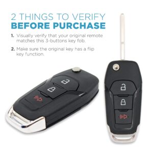 Keyless2Go Replacement for 3 Button Flip Key Ford N5F-A08TAA 164-R8130