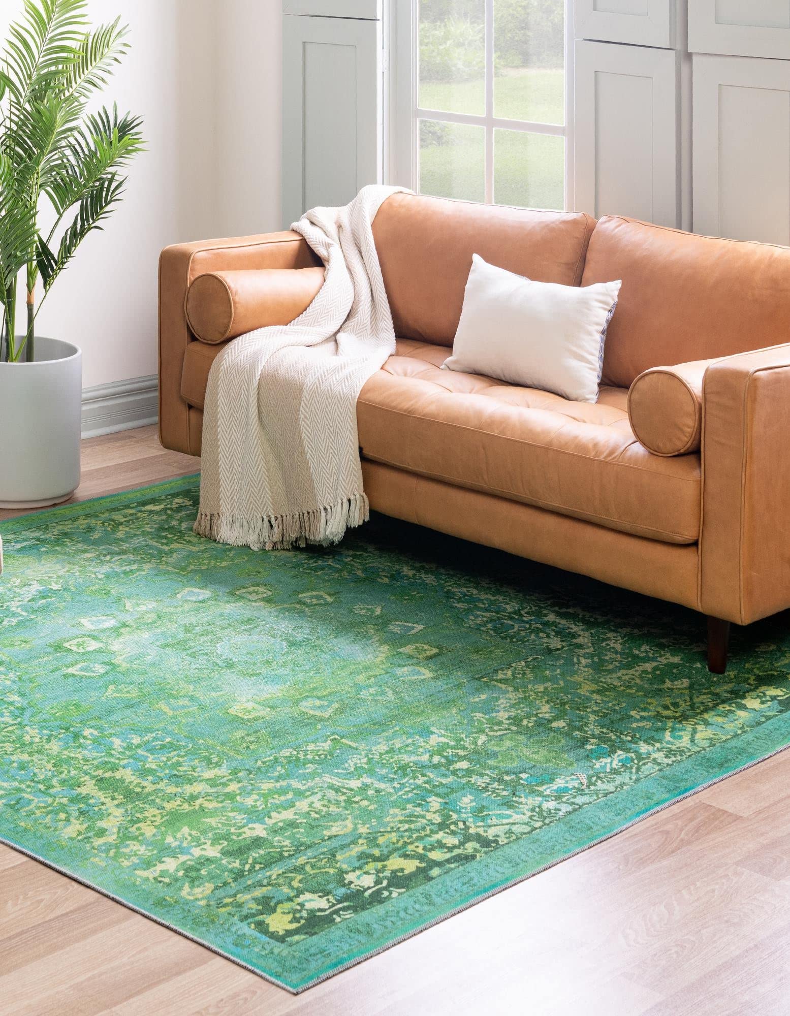 Unique Loom Renaissance Collection Area Rug - Roma (7' 3" Square, Spring Green/ Light Blue)