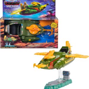 Masters of the Universe Origins Wind Raider Vehicle with Tow Hook, Retractable Cable & Display Stand for Motu Storytelling Play and Display, Gift for Kids Age 6 Years and Older