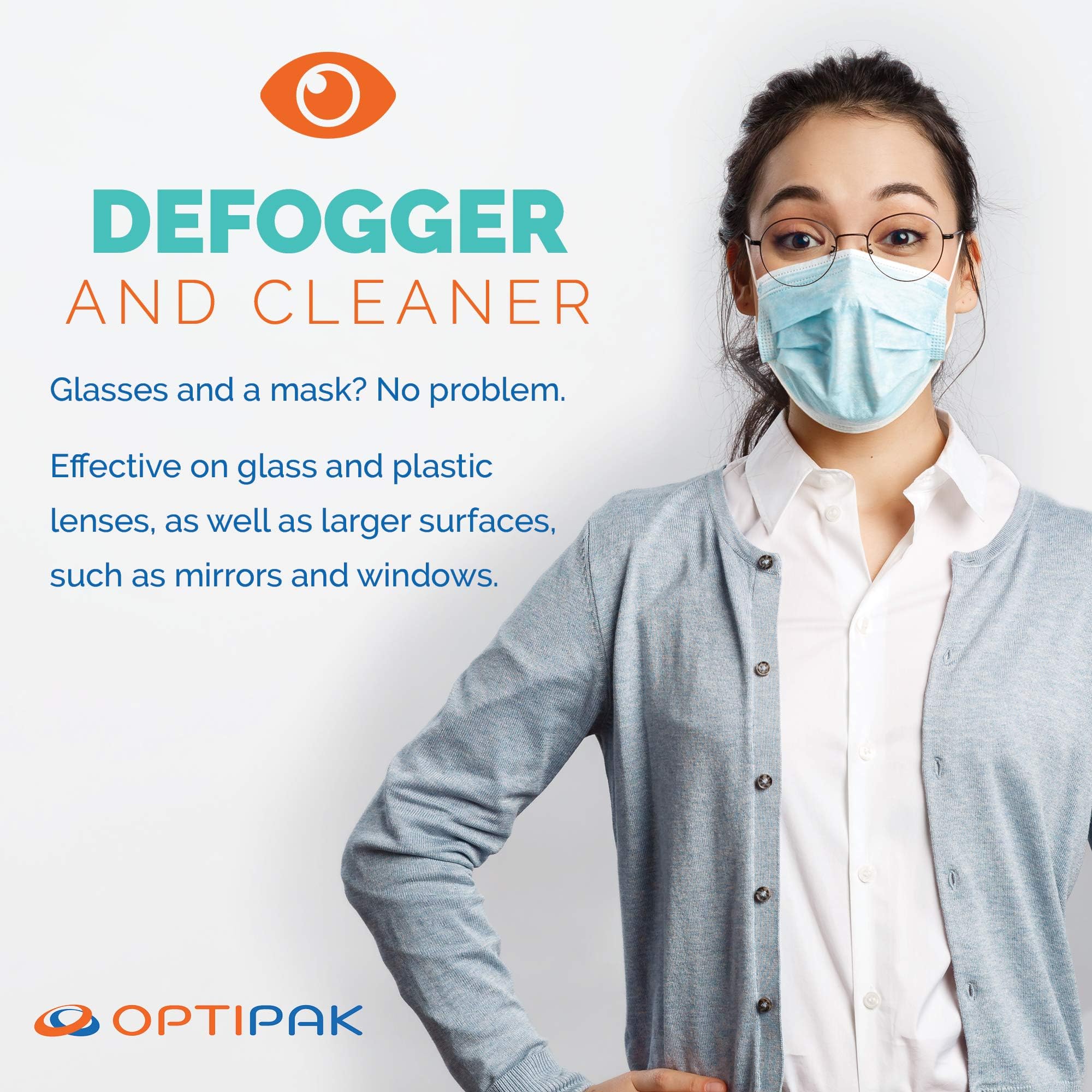 OPTIPAK Anti-Fog Lens Wipes Pre-moistened Wipes Glasses Cleaner, Cleaning Wipes for Binoculars, Face Shields, Ski Masks or Swim Goggles, Prevents Fogging on Eyeglasses, Mirrors, Lenses & Windows