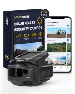 vosker v150 solar-powered lte cellular home security outdoor camera | motion activated sensor nightvision wireless camera | receive photos on your mobile app (v150-us)