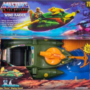 Masters of the Universe Origins Wind Raider Vehicle with Tow Hook, Retractable Cable & Display Stand for Motu Storytelling Play and Display, Gift for Kids Age 6 Years and Older