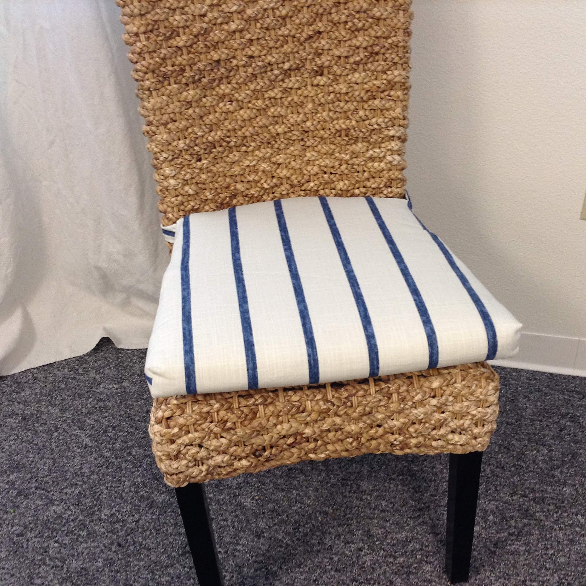 Chair Cushion Pad - Wicker Chair Cushion - seat cushion with 37" ties and removable foam insert Farmhouse Chair Cushions - Kubo Chair Replacement Cushion