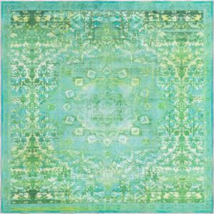 Unique Loom Renaissance Collection Area Rug - Roma (7' 3" Square, Spring Green/ Light Blue)