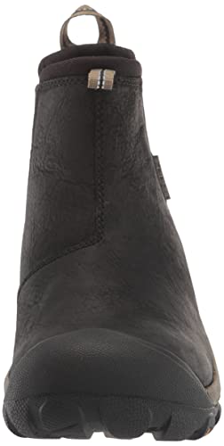 KEEN Women's Targhee 2 Pull On Mid Height Leather Chelsea Boot, Black/Brindle, 9