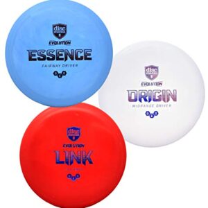 Discmania Evolution GEO Disc Golf Set of 3 – Includes Disc Golf Putter, Mid-Range and Driver, (Colors Will Vary)