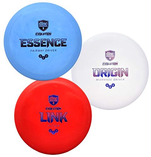 Discmania Evolution GEO Disc Golf Set of 3 – Includes Disc Golf Putter, Mid-Range and Driver, (Colors Will Vary)