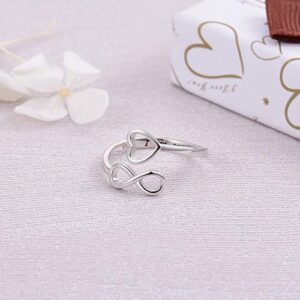 Jinlou 925 Sterling Silver Infinity Ring Inspirational Personalized Adjustable Rings Birthday Graduation Gift for Women Teen（I Am Enough）