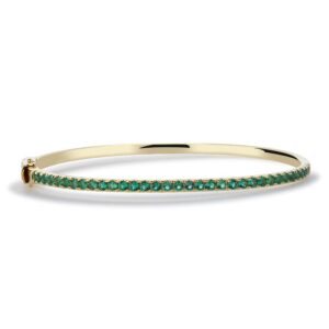 Tirafina Stacking Created Emerald Bangle Yellow Gold With Double Safety Lock Clasp