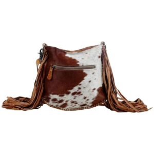 Myra Bag Women's Edgy Cowhide Satchel Brown One Size