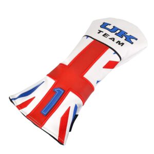 PLUSKER 1PC Golf Club Driver Head Cover UK England Flag Patriotic Synthetic Leather Headcover for Male/Female Golfers