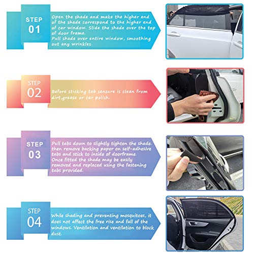 LEMLEON Car Window Shade,Automotive Sun Protection for Baby Windshield Mesh Rear Side Kids Sunlight Protection, Double Venting Design, Universal Fit Most of Cars and SUV's. 2 Pack