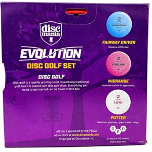 Discmania Evolution GEO Disc Golf Set of 3 – Includes Disc Golf Putter, Mid-Range and Driver, (Colors Will Vary)