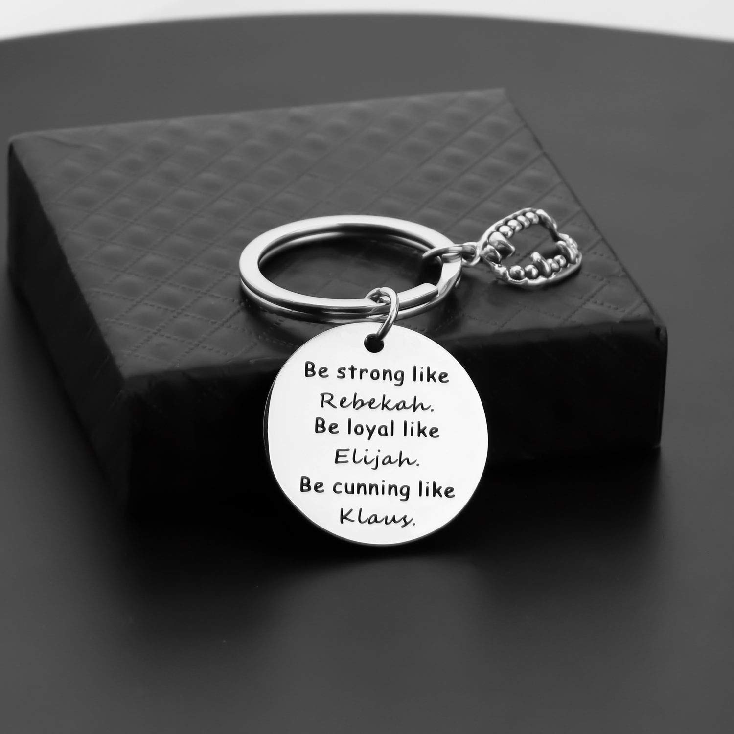 MYOSPARK V D Inspired Gift Be Strong Like Rebekah Be Cunning Like Klaus Keychain (Rebekah Elijah Klaus KC)