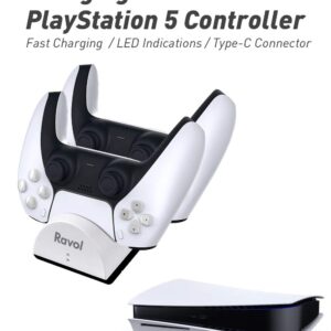 Ravol PS 5 Controller Charging Station, Charging Dock Station for PlayStation 5 Controller, Fast Charging Dock with LED Indicator (Controllers Not Included)