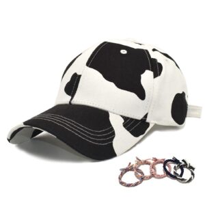 womens cow print baseball cap unisex adjustable baseball hat casual cotton sun hats for teen girls