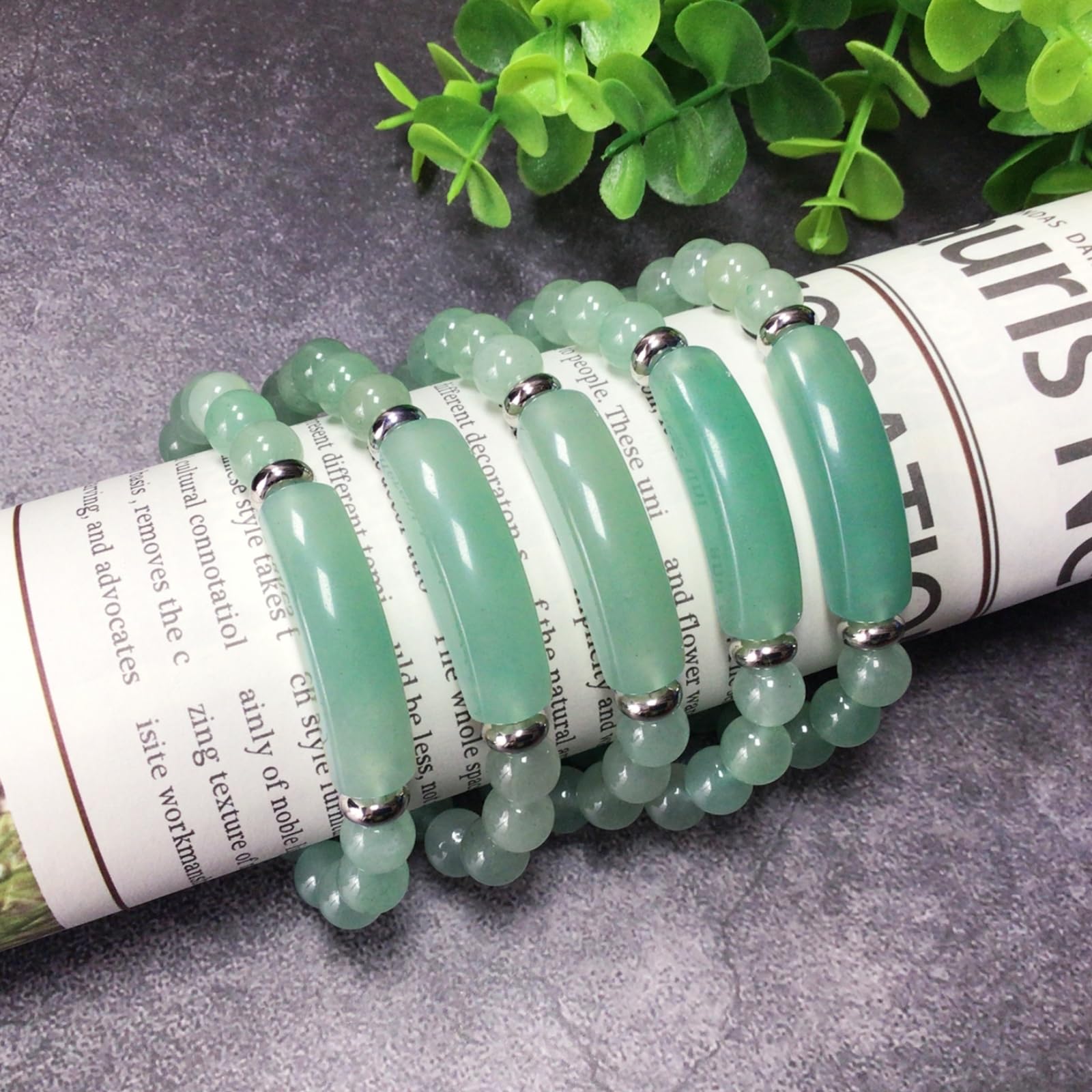 EDEN'S CALL 8mm Healing Crystal Beads Stretch Bracelet Handmade Good Luck Energy Chakra Stone Beaded Bangle, Green Aventurine