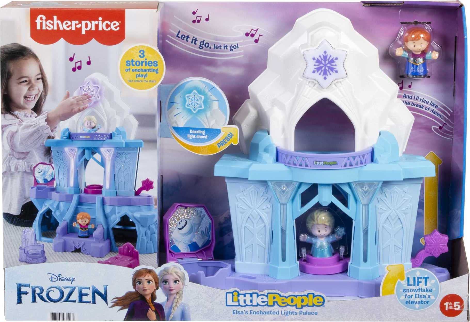 Disney Frozen Toy, Little People Playset with Anna and Elsa Toys Lights and Music for Toddlers, Elsa's Enchanted Lights Palace