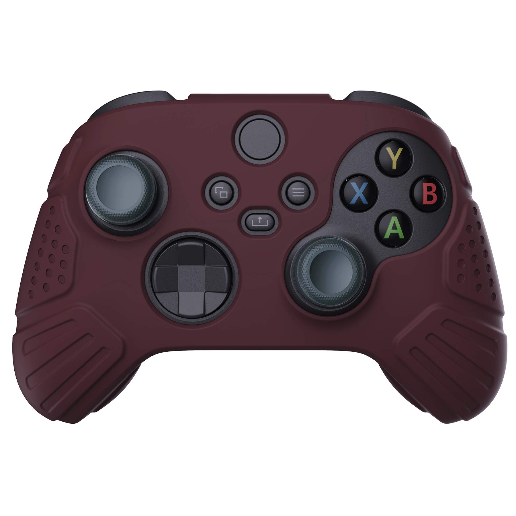 eXtremeRate PlayVital Guardian Edition Wine Red Ergonomic Soft Anti-Slip Controller Silicone Case Cover for Xbox Series X/S, Rubber Protector Skins with Joystick Cap for Xbox Core Wireless Controller