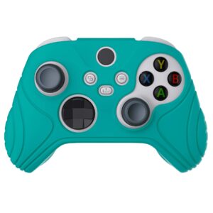 eXtremeRate PlayVital Samurai Edition Aqua Green Anti-Slip Controller Grip Silicone Skin for Xbox Core Controller, Ergonomic Protective Case Cover for Xbox Series S/X Controller w/Thumb Grips