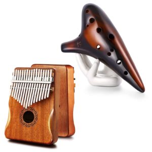 MIFOGE Kalimba Thumb Piano 17 Keys And MIFOGE Ocarina 12 Hole Tones Alto C with Gift Wrapping