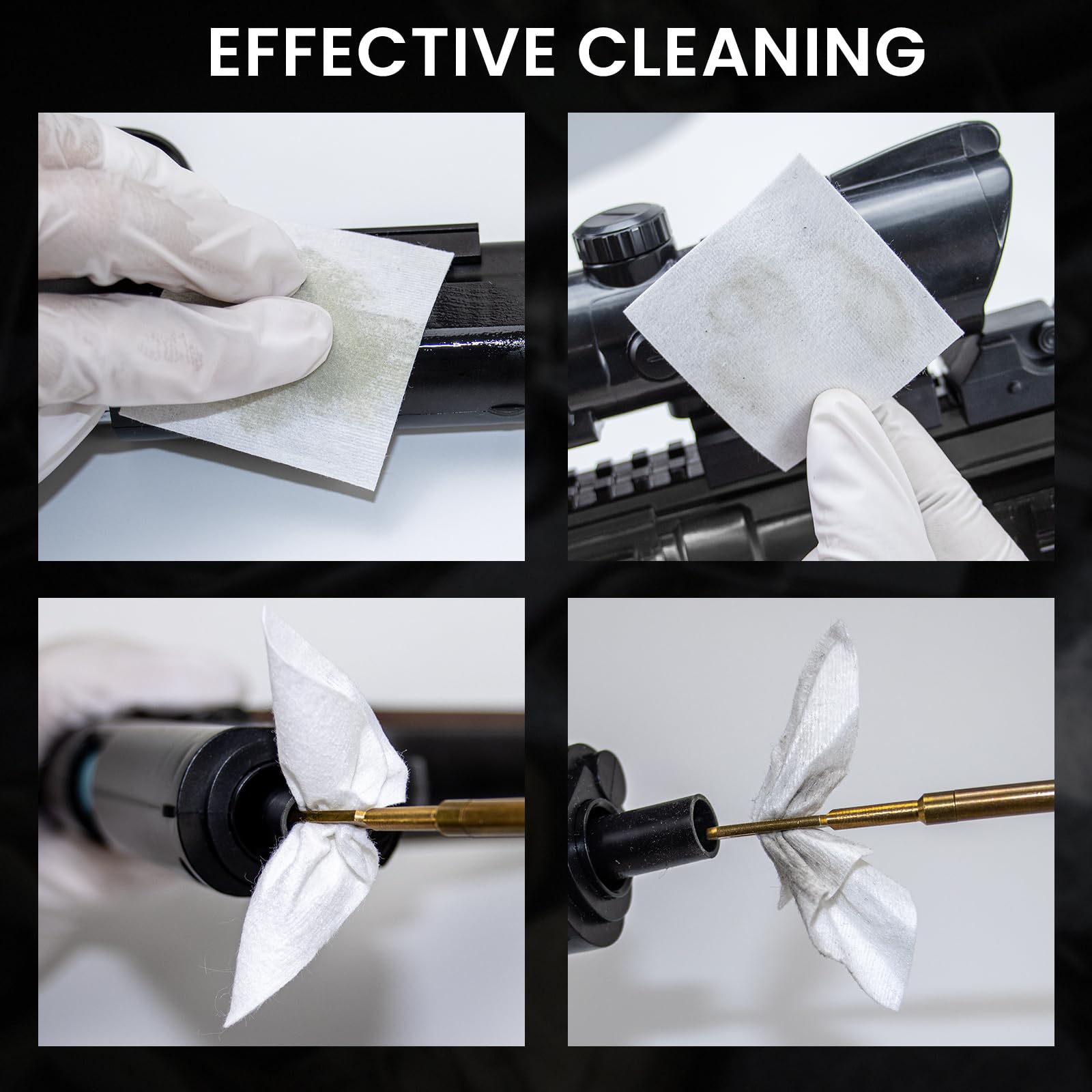 PINGMIC Gun Cleaning Supplies of Gun Cleaning Patches and Long Cotton Swabs for Gun Cleaning (300patches/200swabs)