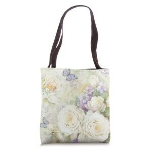 peonies butterflies pretty pastel tote bag