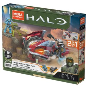 MEGA Halo Infinite Toy Vehicle Building Sets, Chopper Takedown Motorcycle With 2 Poseable, Collectable Micro Action Figures and Accessories