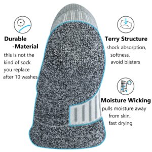 CWVLC No Show Sports Compression Socks 4-pairs, Low Cut Anti-Blister Hiking Running Workout Ankle Socks, Short Cushioned Moisture Wicking No Slip Arch Support Plantar Fasciitis, Gray, Medium