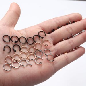 LOYALLOOK 18G 316L Stainless Steel C-Shaped Nose Rings Hoop for Women Men L-Shaped Nose Studs Screw CZ Nose Piercing Jewelry Set 45Pcs