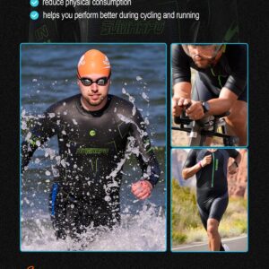 SUMARPO Triathlon Wetsuit Men 3/2mm, ECO-Based Yamamoto SCS Smoothskin Neoprene Skinsuits for Open Water Swimming, Fina & Ironman & USAT Approved