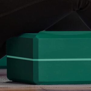 Hugger Mugger 4" Foam Yoga Block - Evergreen - strong and stable, beveled edges for comfort, most favored block size, helps with alignment and support in many poses