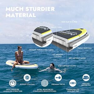 Ciays Inflatable Paddle Board with SUP Accessories of Backpack, 1 Fins, 2 Bags, Leash, Adjustable Paddles, Waterproof Bag, and Hand Pump, 10’5x30’’x6’’ Stand Up Paddleboard Yellow