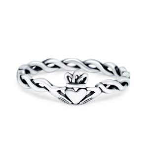 blue apple co. sterling silver size-9 rope claddagh band oxidized thumb ring round 925 sterling silver