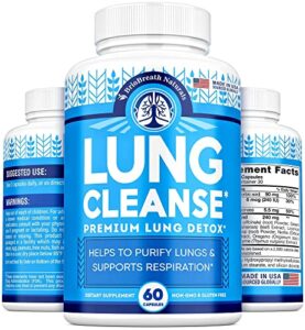 lung support supplement - natural capsules for lung cleanse and detox - made in usa - respiratory system; mucus clear - vegan supplement for lung detox; respiratory support - 60 capsules