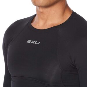 2XU Men's Compression Long Sleeve Top - Enhance Performance and Recovery - Black/Silver - Size 3X-Large