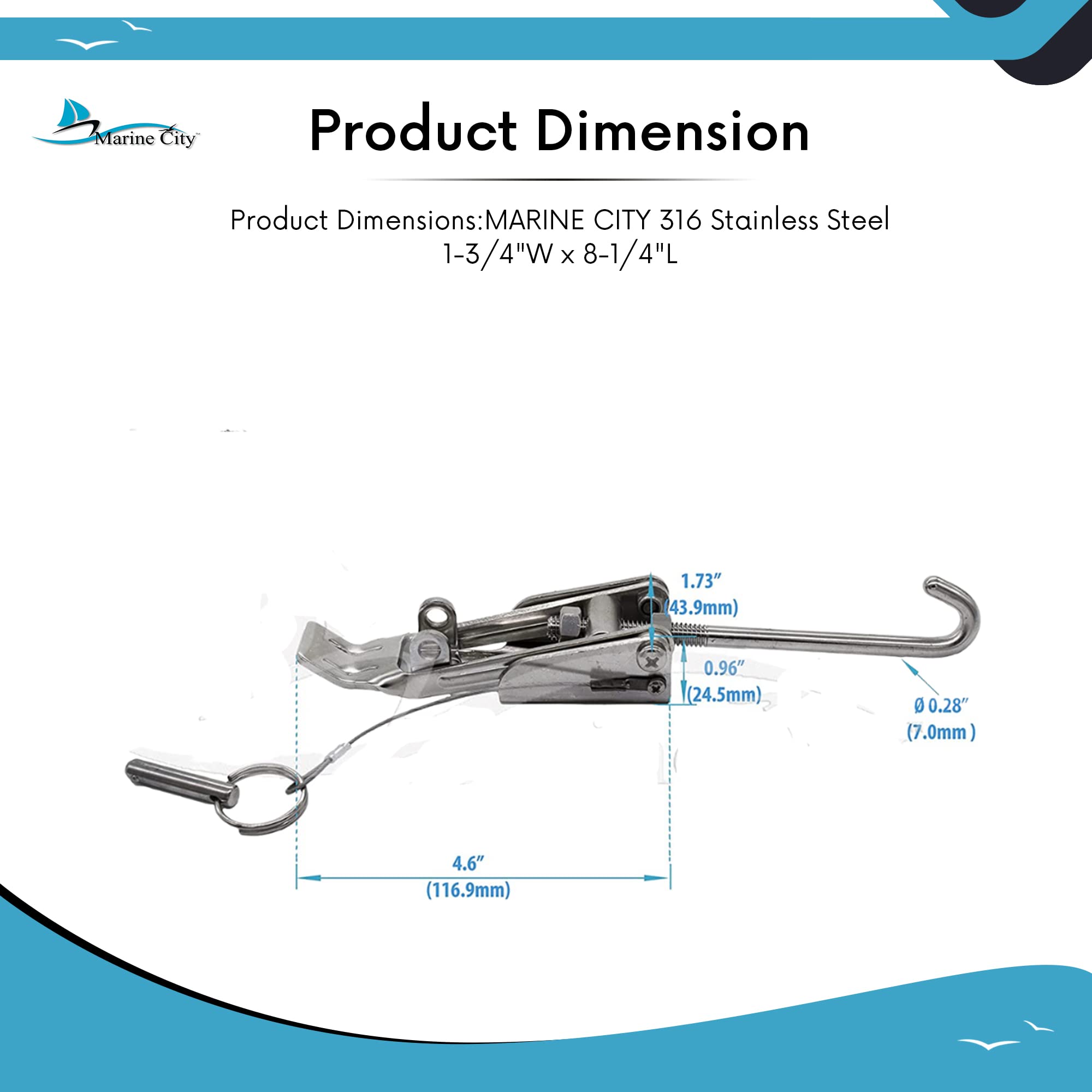 MARINE CITY 316 Stainless Steel Anchor Chain Tensioner for BoatYacht