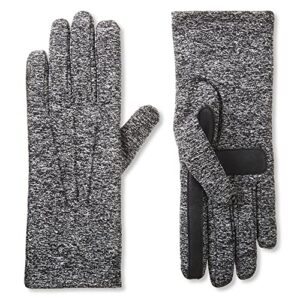 isotoner womens Womenâ€™s Spandex Cold Weather Stretch With Warm Fleece Lining Gloves, Black Heather, One Size US