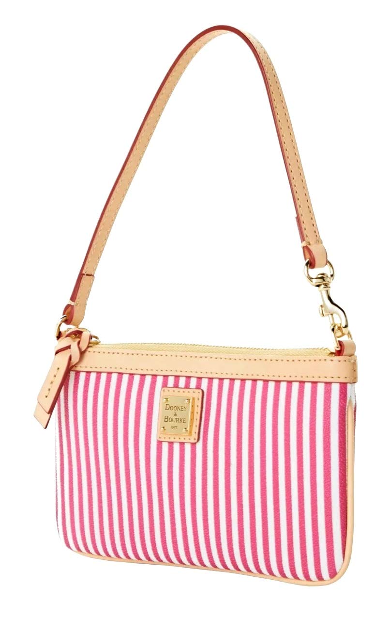 DOONEY & BOURKE DB RED AND WHITE STRIPE LARGE SLIM WRSITLET CLUTCH BAG