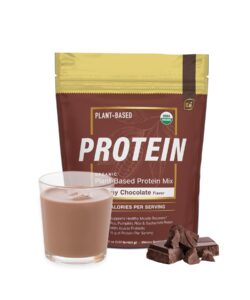 essential elements organic pea protein powder - creamy chocolate | low-carb plant-based vegan blend - keto-friendly and gluten-free | 20 servings, 17 oz