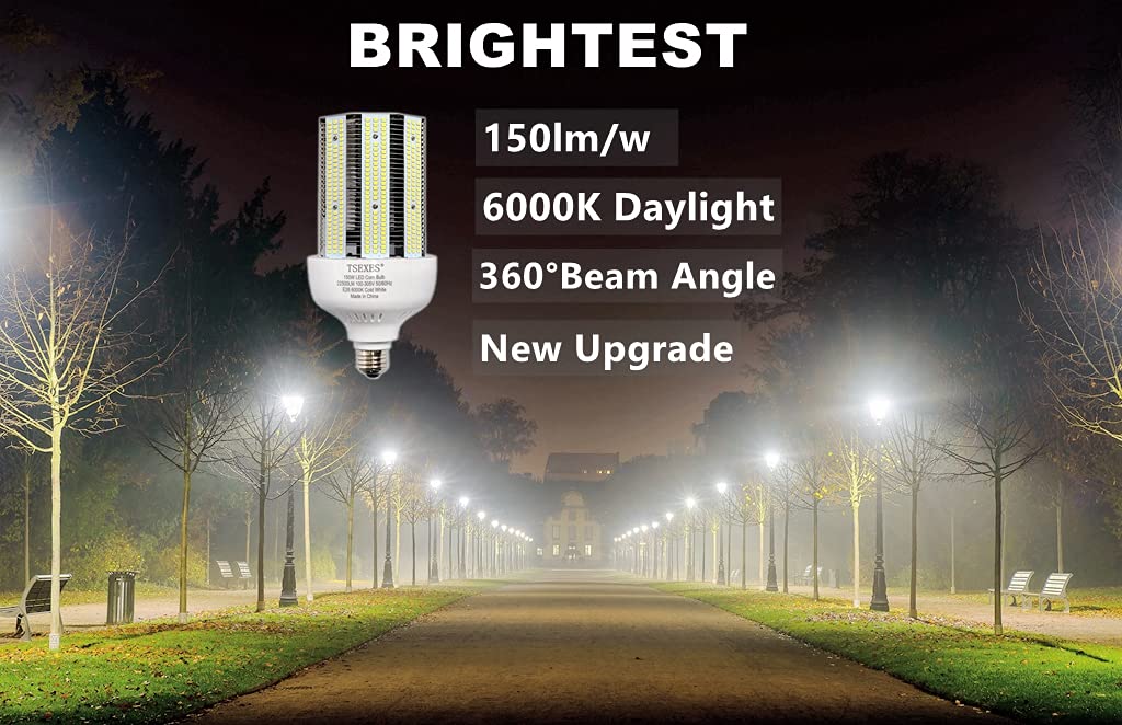 TSEXES 120W LED Corn Cob Bulb,E26/E39 Mogul Base Lamp, 6000K Daylight 18000LM Replacement 400-600 Watt Metal Halide HID HPS CFL, for Garage Warehouse Parking lot High Bay Work Shop Lamp