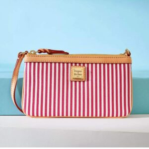 DOONEY & BOURKE DB RED AND WHITE STRIPE LARGE SLIM WRSITLET CLUTCH BAG