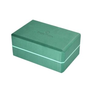 Hugger Mugger 4" Foam Yoga Block - Evergreen - strong and stable, beveled edges for comfort, most favored block size, helps with alignment and support in many poses