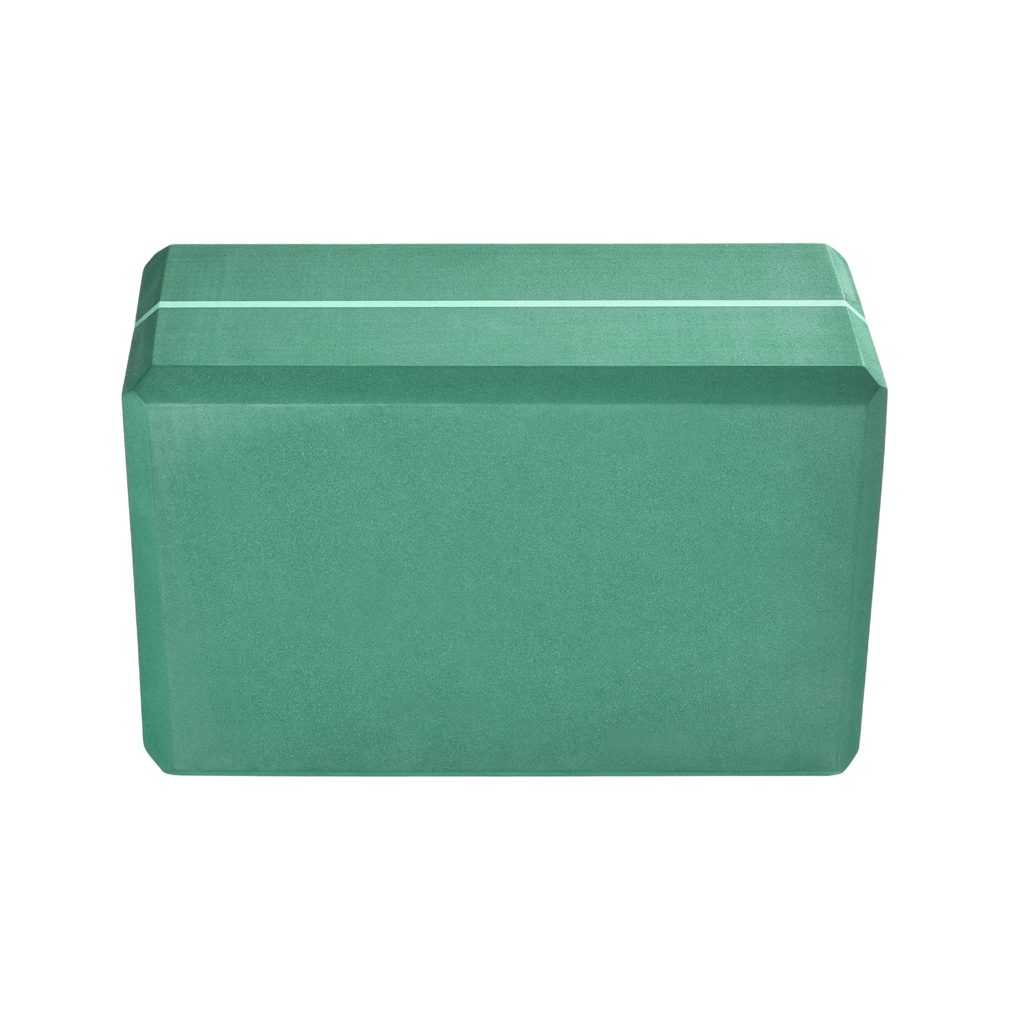 Hugger Mugger 4" Foam Yoga Block - Evergreen - strong and stable, beveled edges for comfort, most favored block size, helps with alignment and support in many poses