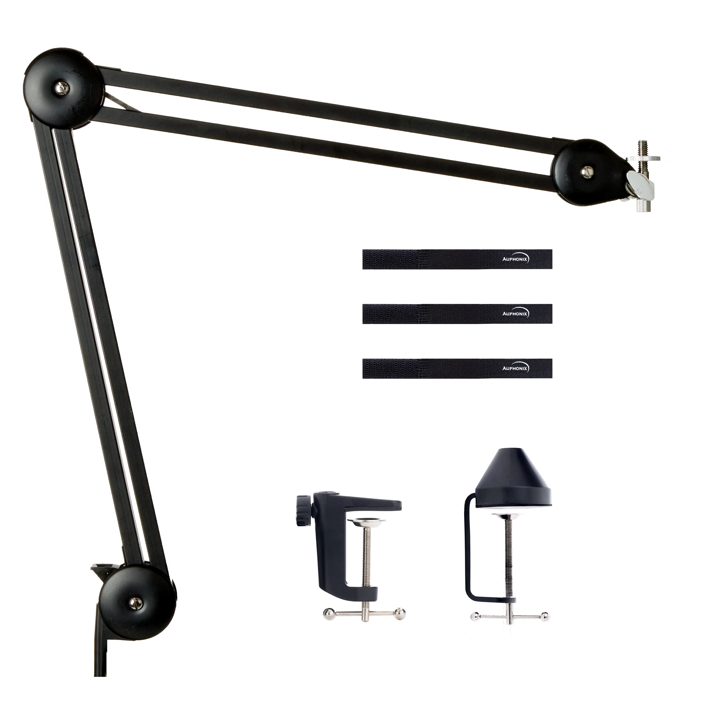 AUPHONIX PRO Mic Arm Stand – Microphone Scissor Boom & Clamp - Compatible with Standard Shock Mounts - Microphone Stand for Desk or Table