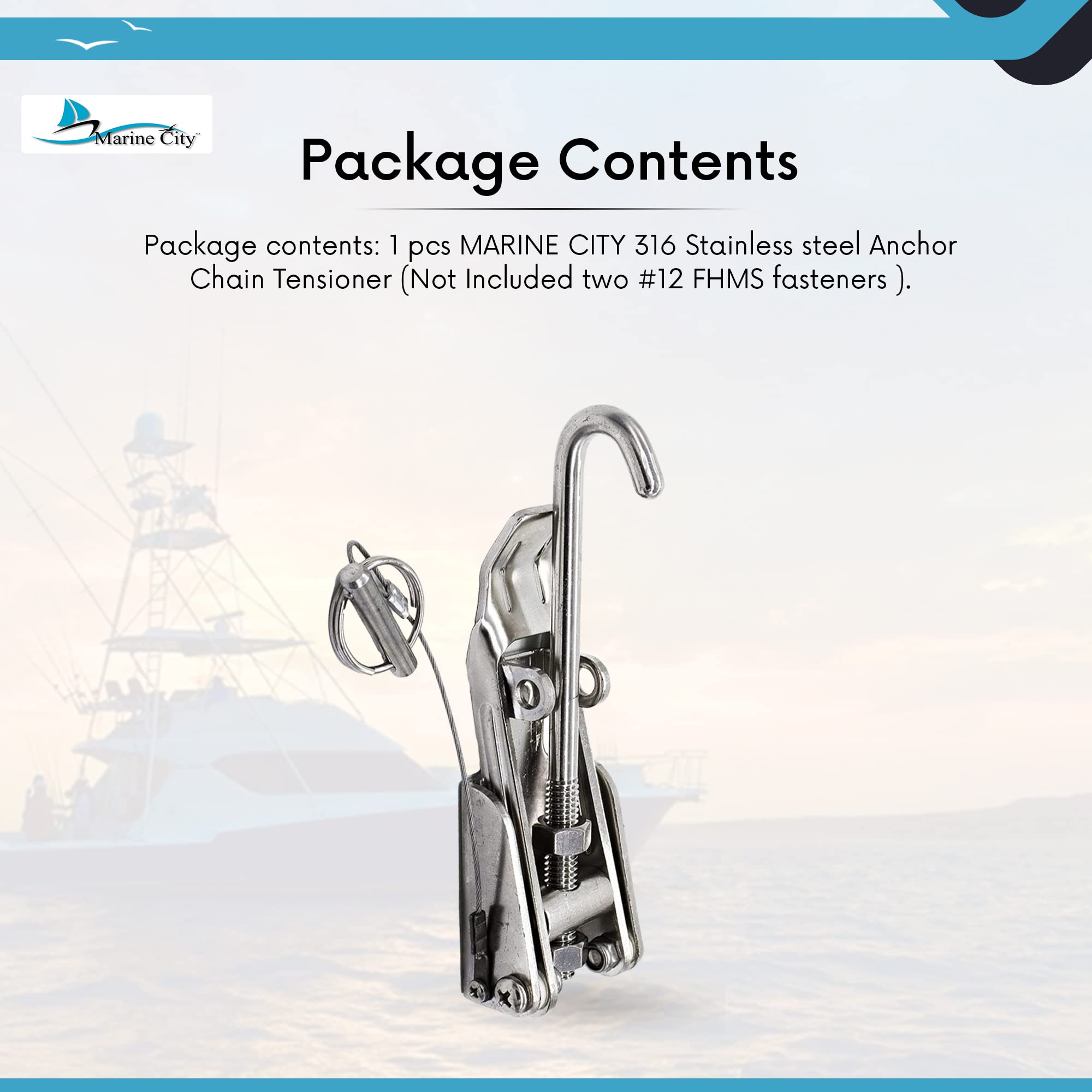 MARINE CITY 316 Stainless Steel Anchor Chain Tensioner for BoatYacht