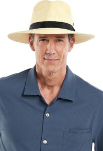 coolibar upf 50+ men's women's peyton lightweight fedora - sun protective (xx-large- ivory/black)