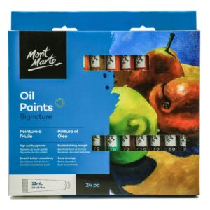 Mont Marte Oil Paint Set Signature 24pc x 0.4oz, Good Coverage, Good Tinting Strength, for Beginners, Students and Artists