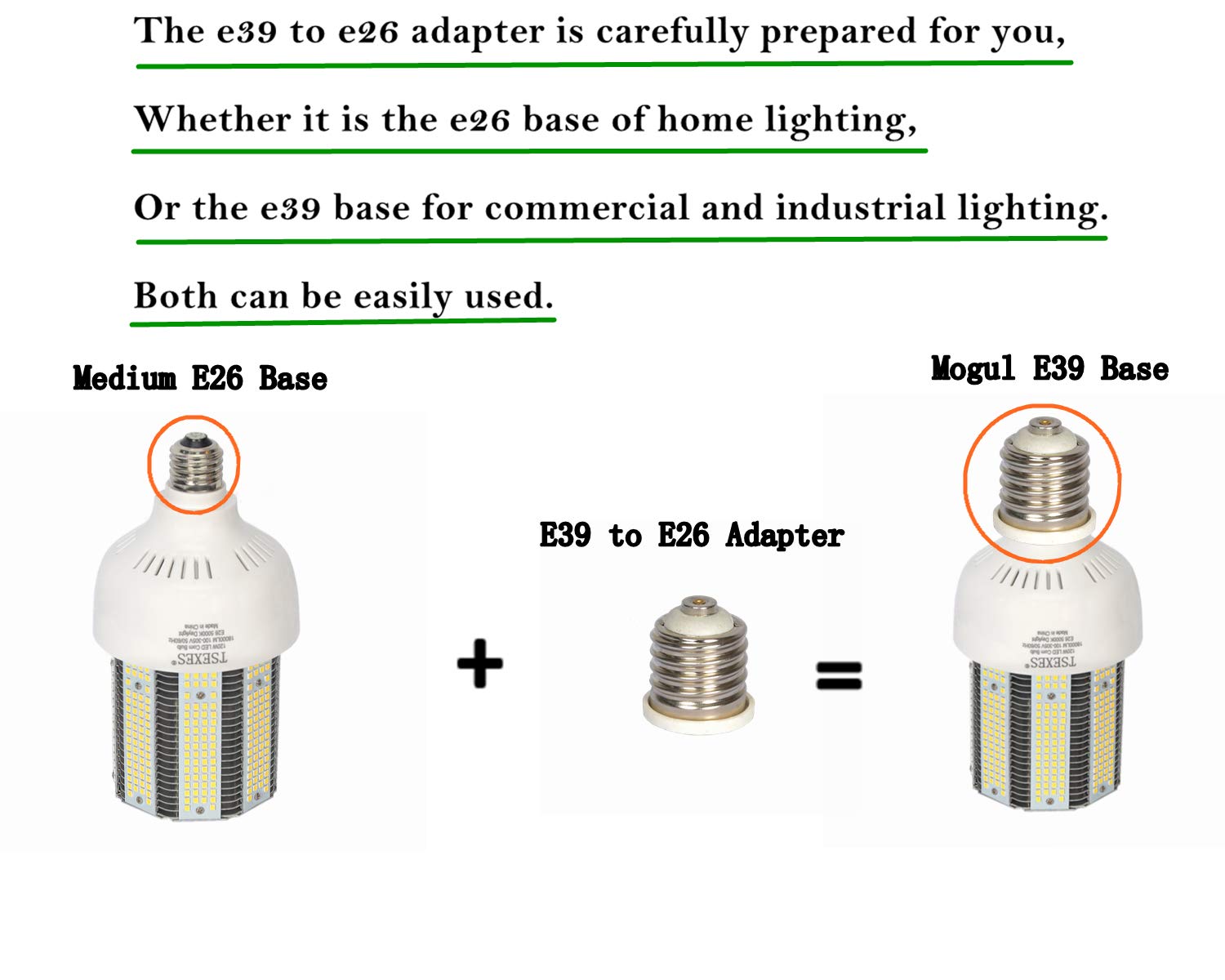 TSEXES 120W LED Corn Cob Bulb,E26/E39 Mogul Base Lamp, 6000K Daylight 18000LM Replacement 400-600 Watt Metal Halide HID HPS CFL, for Garage Warehouse Parking lot High Bay Work Shop Lamp